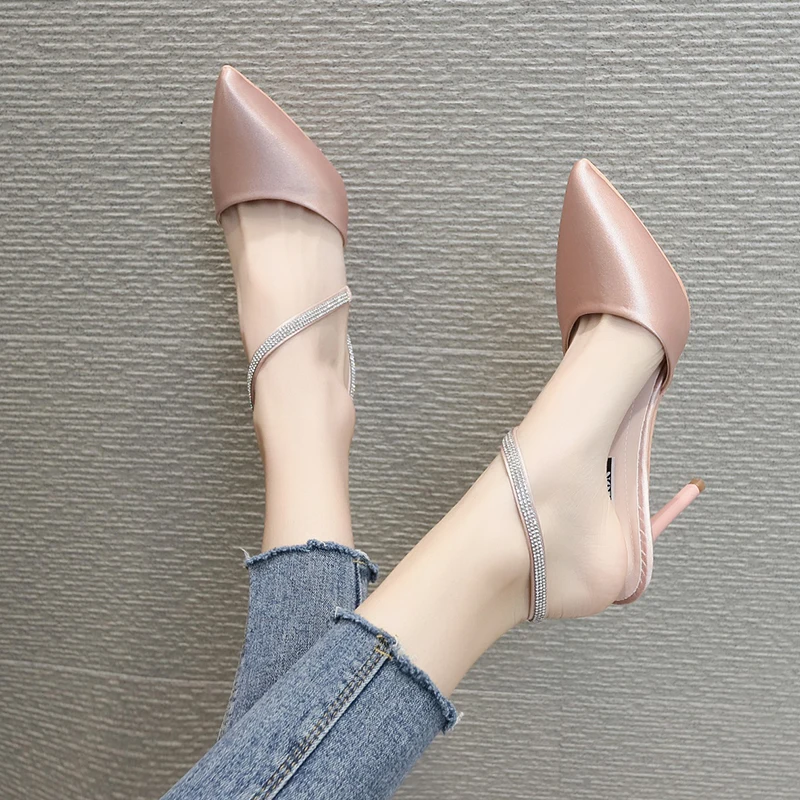 Туфли-лодочки Rimocy женские на тонком высоком каблуке с ремешком со стразами