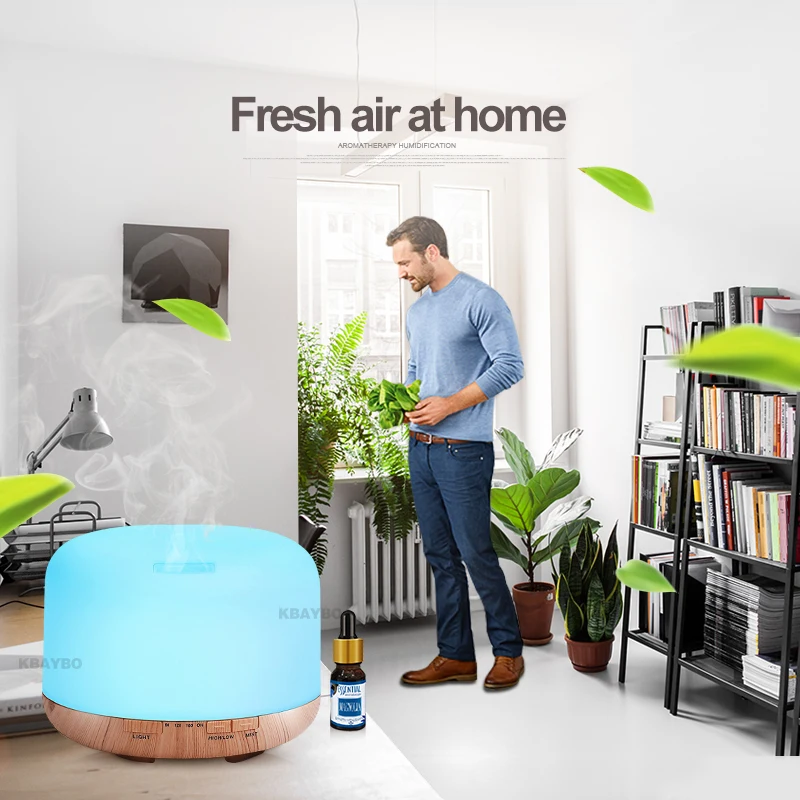 

KBAYBO 500ml Air Humidifier Essential Oil Aroma Diffuser Electric Aromatherapy Mist Maker with 7 Color LED Change Lamp for Home