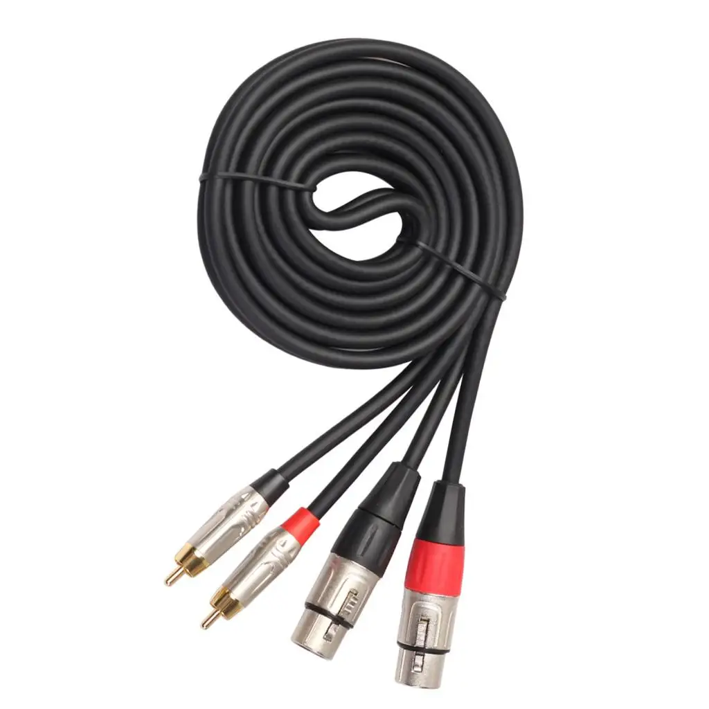 

1pc 6mm Copper Dual XLR Female to Dual RCA Male Audio Cable for Micophone