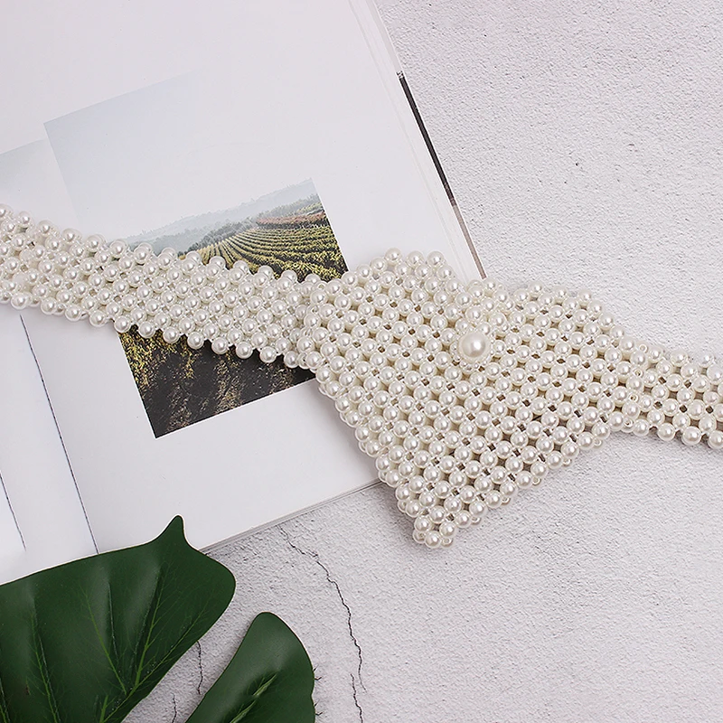 В форме сердца Жемчуг сумка на поясном ремне Для женщин ручной работы широкий