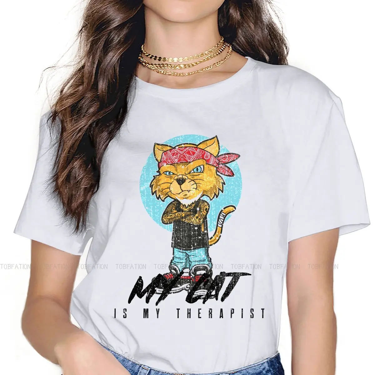 

Therapist Cat Lover Women's T Shirt Love Catually Girls Tees Harajuku Cotton Tops Graphic Tshirt 4XL Oversized Hipster