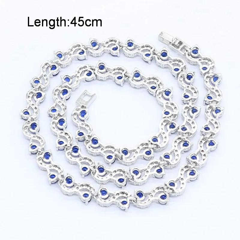 Женское Ожерелье серебряного цвета с геометрическим синим и зеленым кристаллом