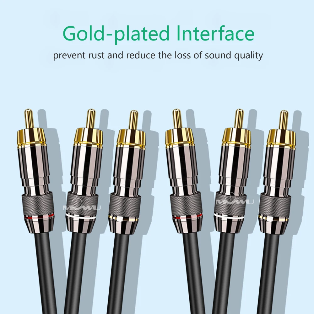 3 RCA a 3RCA кабель с обработанным штекером AV 1 М1 5 m2m3m5m разъем для видео STB TV DVD VCD|Кабели