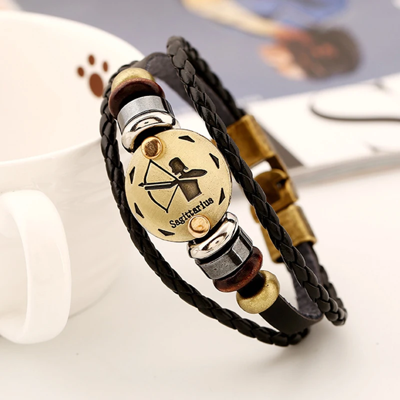 Прямая поставка браслет из Стрельца 12 знаков зодиака модный кожаный длина 19 см 21