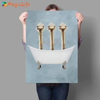 wc bostrich animals in bathtub nordic poster athroom wall pictures for living room posters wall art canvas painting unframed