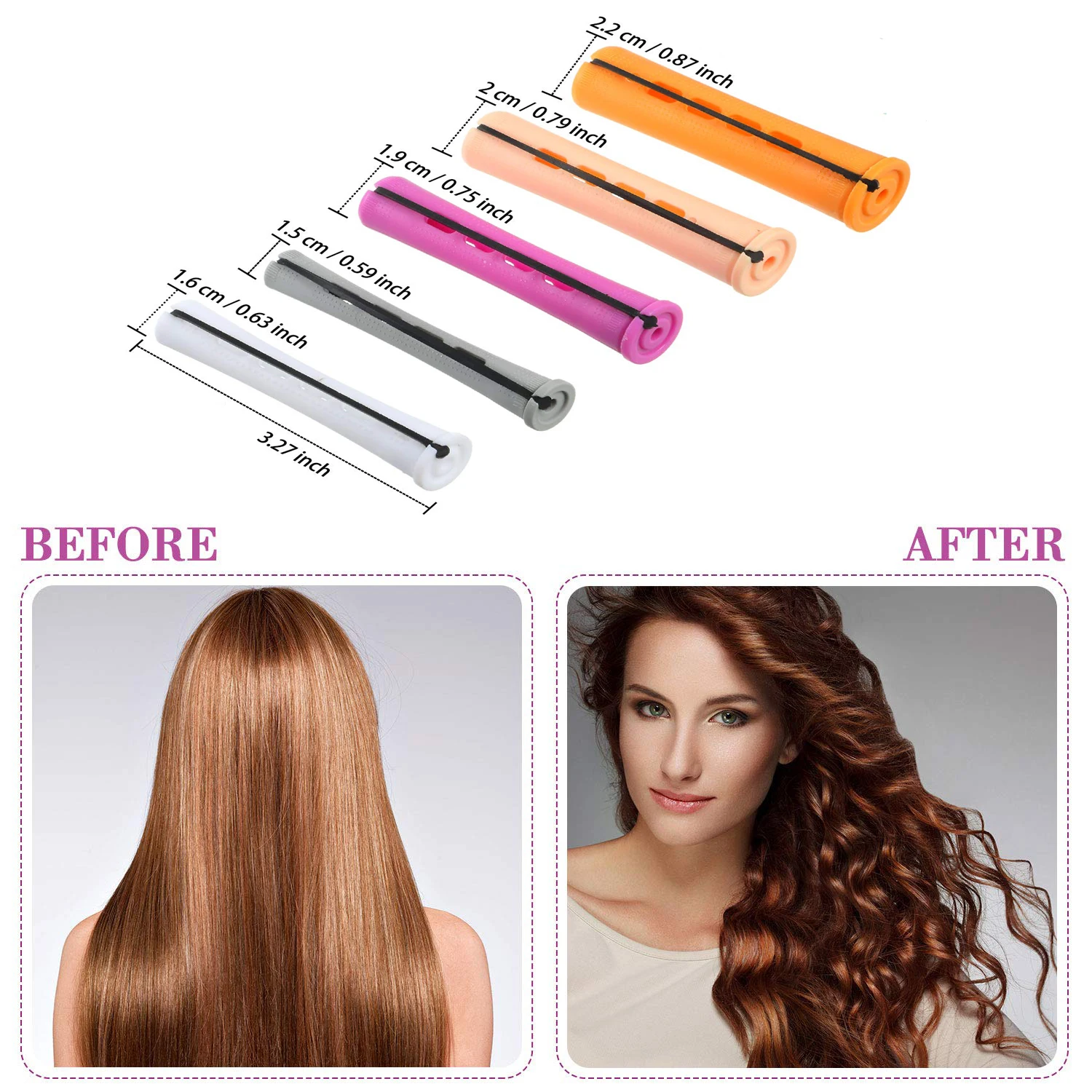 

48 Pieces Hair Perm Rods Short Cold Wave Rods Plastic Perming Rods Hair Curling Rollers Curlers with Steel Pintail Comb