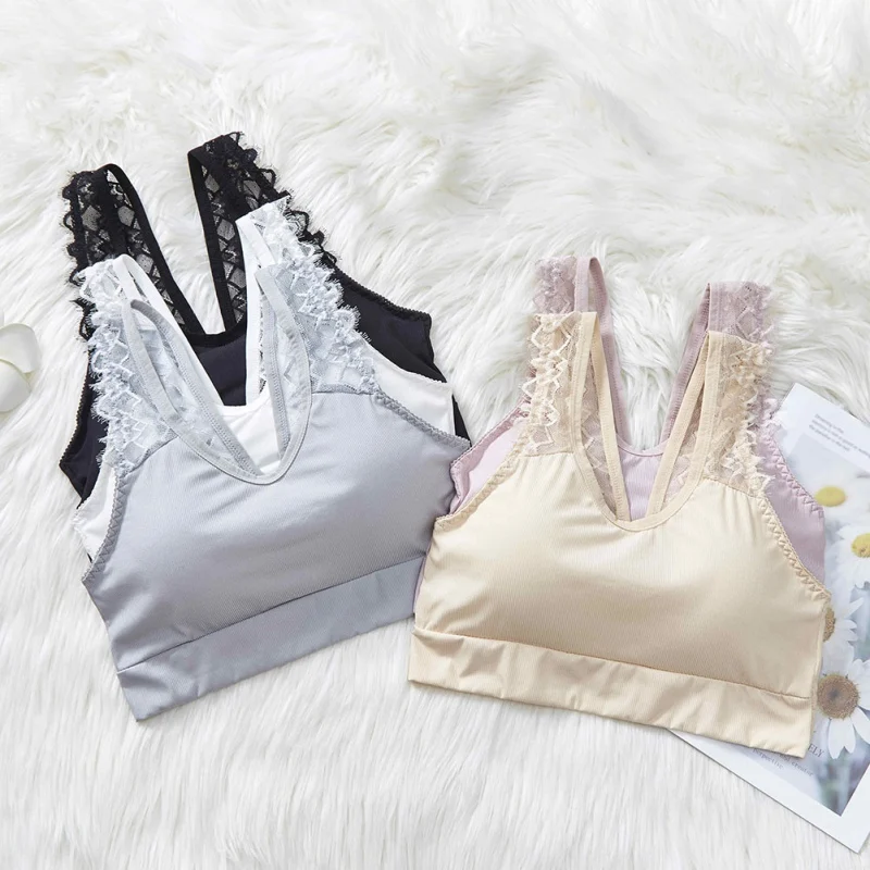 

Women Fitness Sports Bra Seamless Padded Push Up Bra Female Solid Color Lace Gym Sport Brassiere Underwear New hot