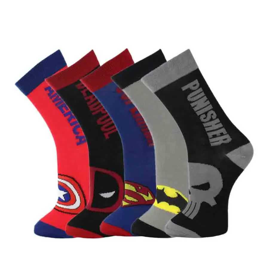 

Fashion Men Cotton Colorful Socks Happy Cartoon Superhero Socks Letter Avengers Batman Marvel Comics Marvel Unisex Socks