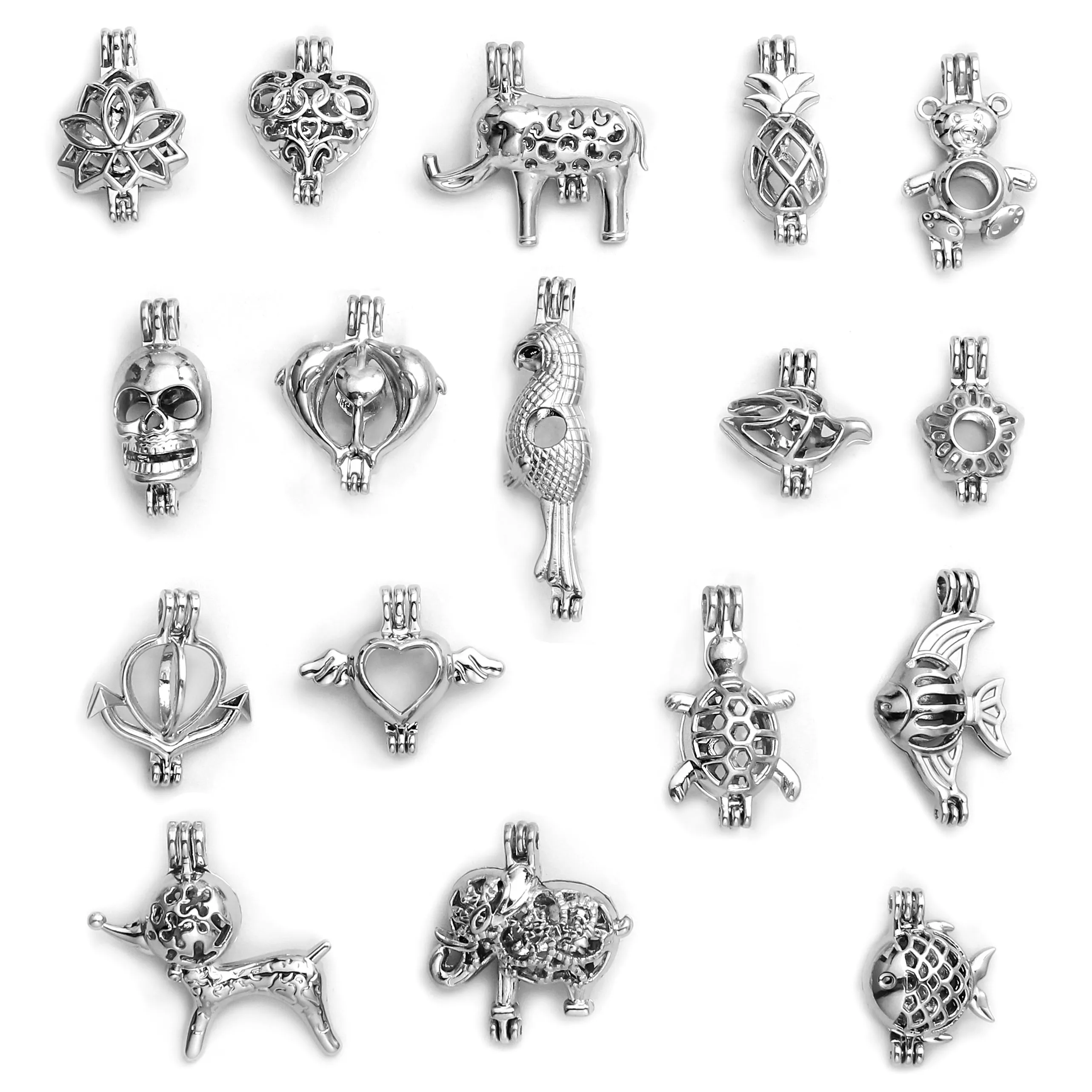 

2pcs Antique Silver Cage Hollow Locket Charm Necklace holder Color Charms Pendant For Jewelry Making DIY Jewelry Findings