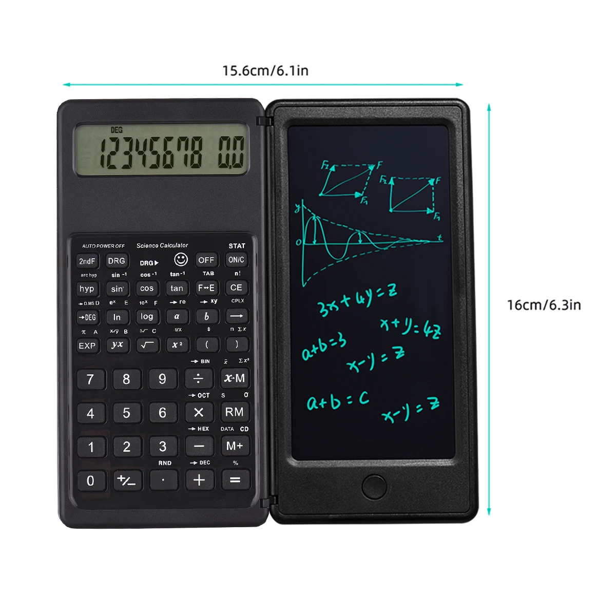 

New foldable calculator and 6-inch LCD function writing tablet, digital drawing board, 10-digit display, with stylus erasing but