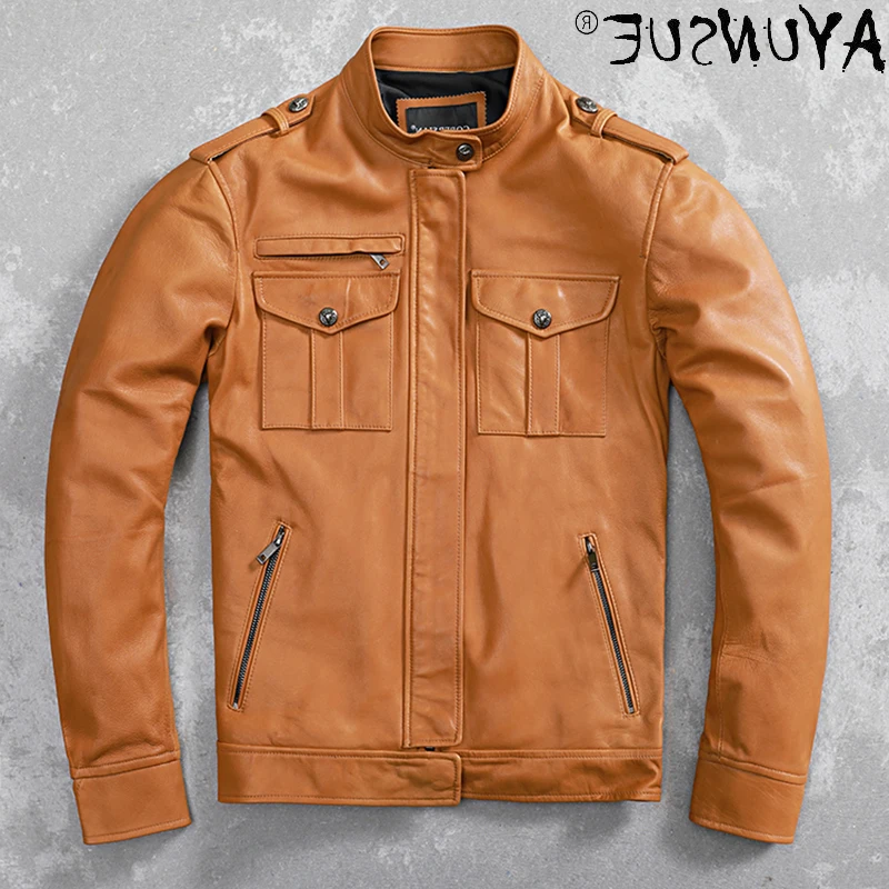

Men's Clothing 2021 Real Sheepskin Leather Jacket Men Motorcycle Mens Jackets Autumn Coat Male Chaqueta Hombre LXR676