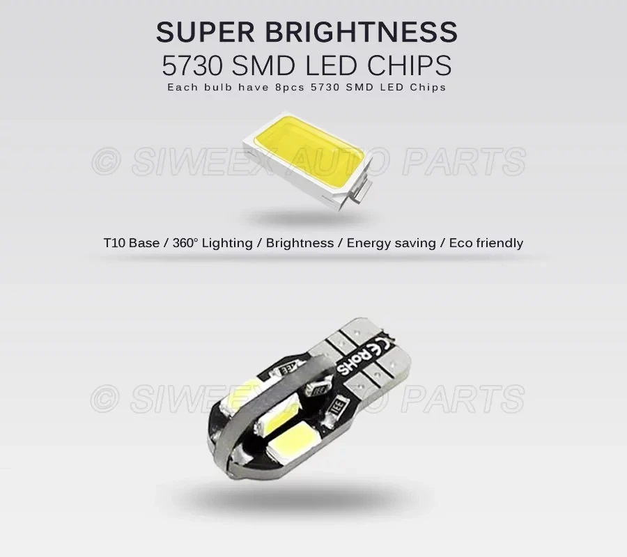 4 шт. T10 светодиодный 194 168 W5W Canbus 8 SMD 5730 интерьер автомобиля лампы сигнала поворота