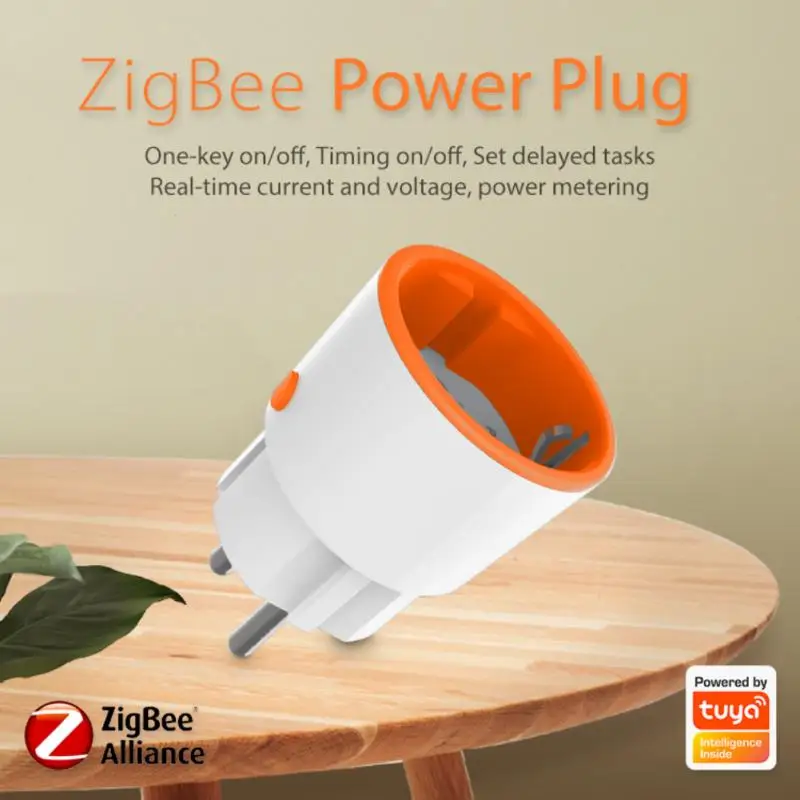 

Tuya Smart Zigbee 3.0 Power Plug 16A EU Outlet 3680W Meter Remote Control Work With Alexa And Tuya Hub