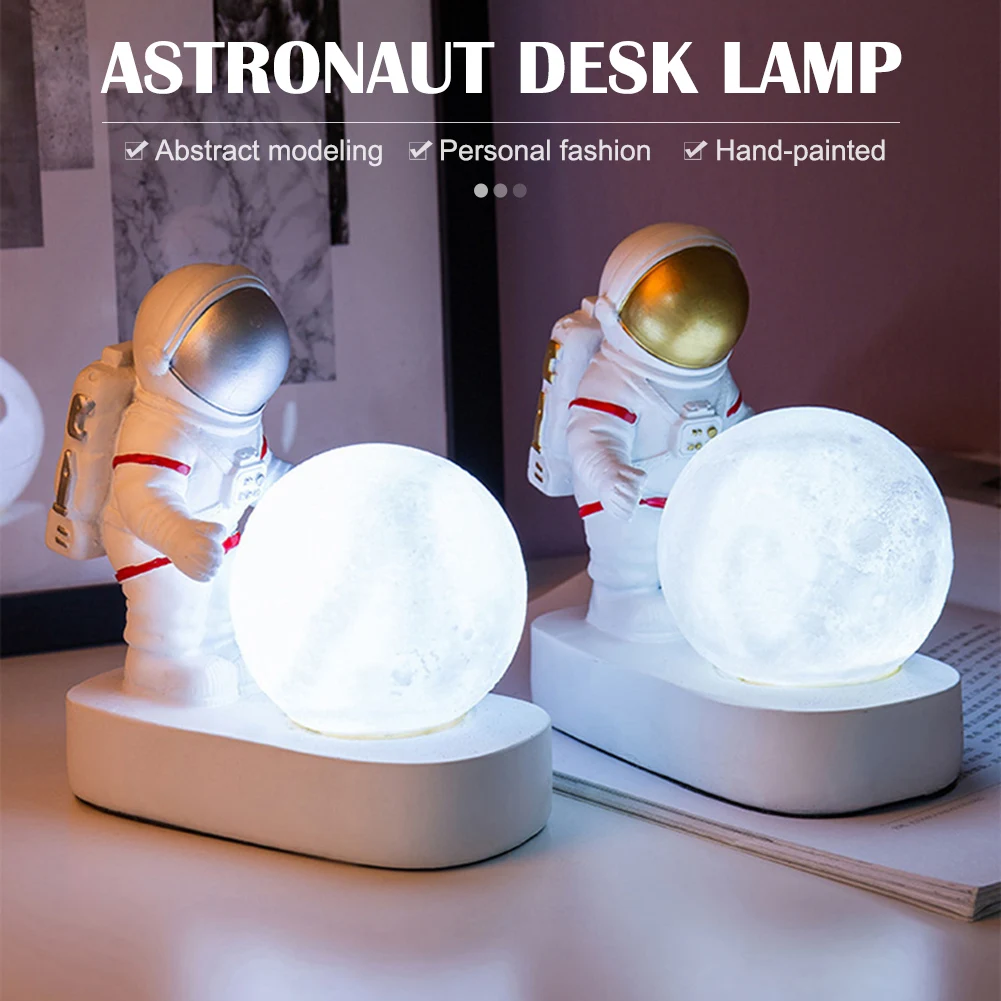 

Astronaut Spaceman LED Night Light Boy Boy Bedroom Bedside Desktop Creative Decoration Home Decoration Gift Resin Lamp