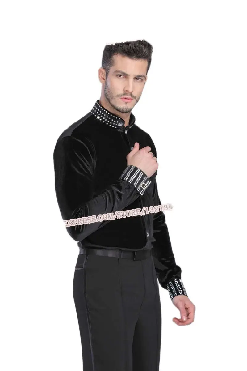 Рубашка мужская для бальных танцев бесплатный индивидуальный топ из черного