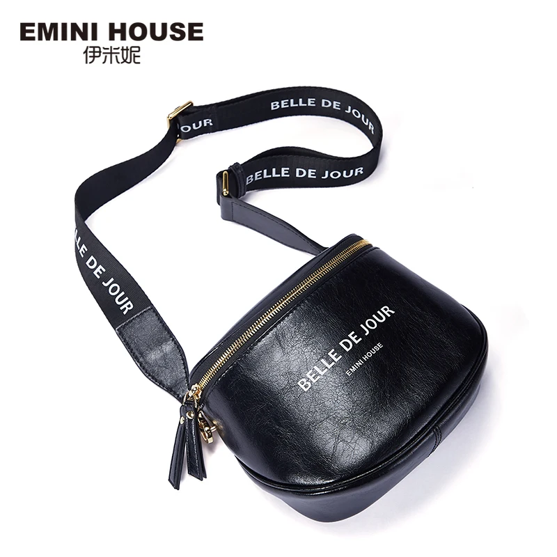 EMINI HOUSE широкий ремень седельная сумка масло воск кожа роскошные сумки женские