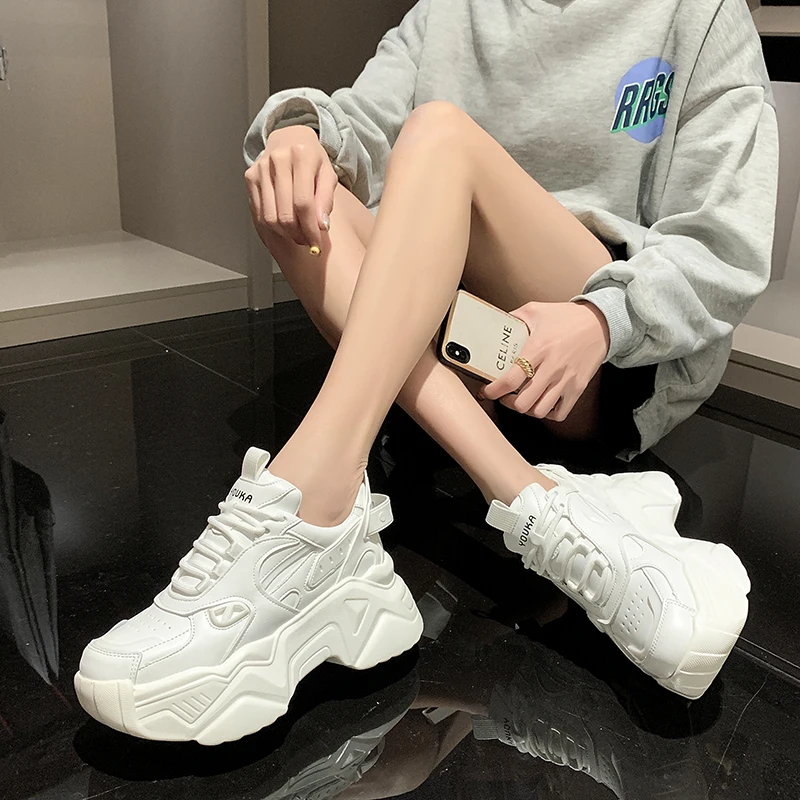 

Summer Chunky Sneakers Women 2021 White Flat Shoes Platform Fashion Woman Thick Bottom Leisure Shoe Free ShippingAdult