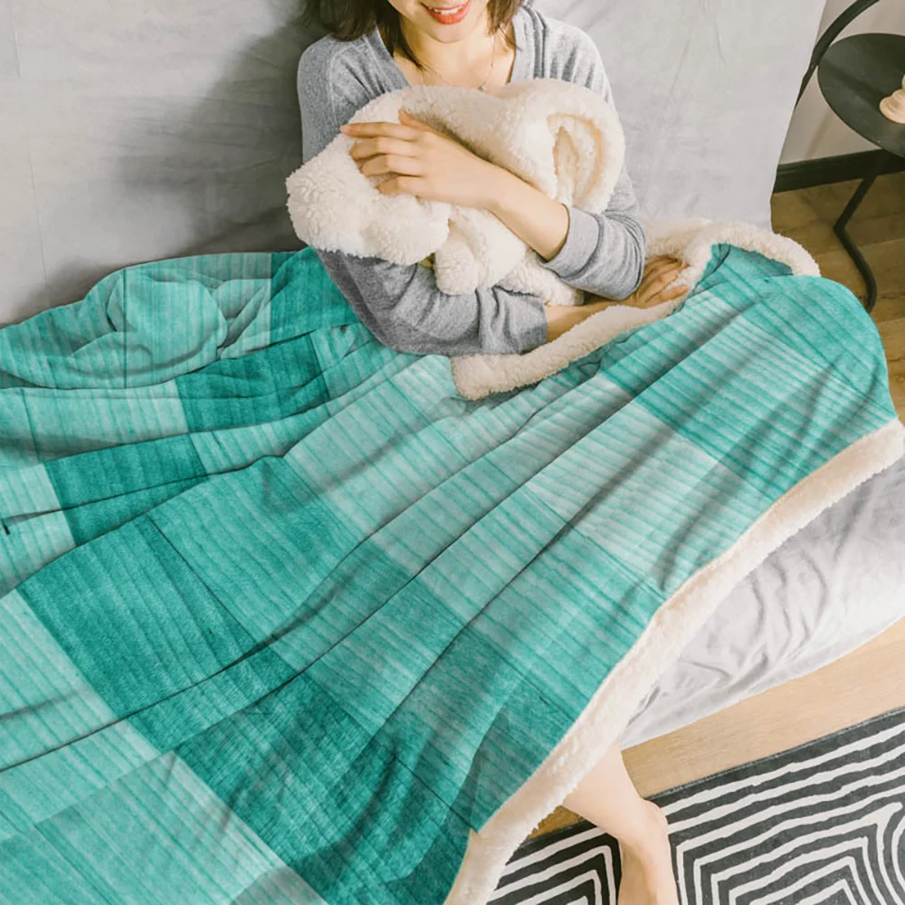 Бирюзовое деревянное покрывало флисовое персонализированное толстое | Дом и сад