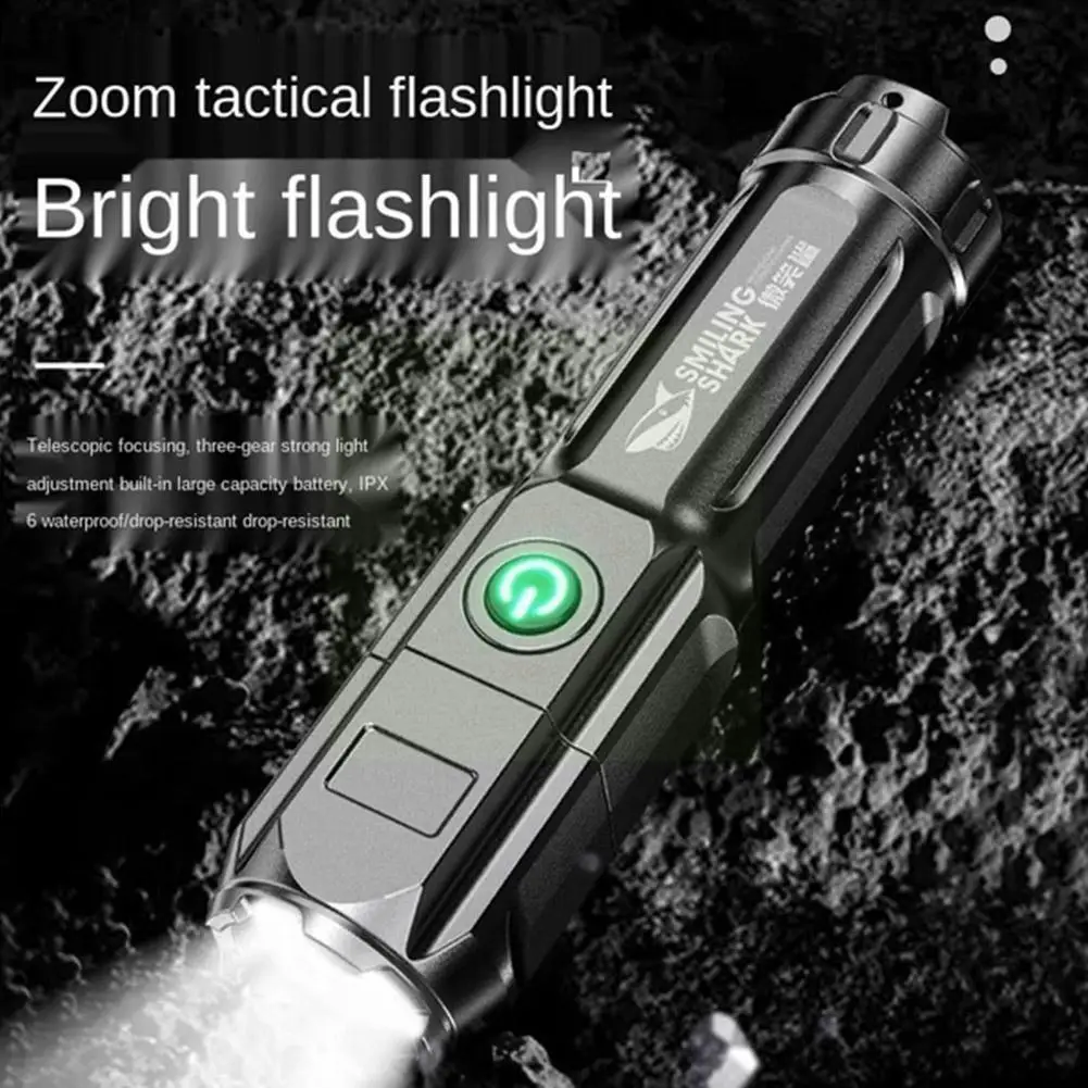

ABS Strong Light Flashlight Rechargeable Zoom Super Led Supply Torch Flashlight Household Night Portable Outdoor Bright Cam S6N7