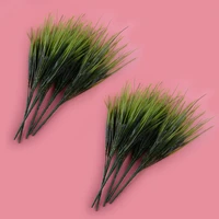 10pcs artificial green wheat grass plastic plants fake shrubs foliage bush office home garden decoration