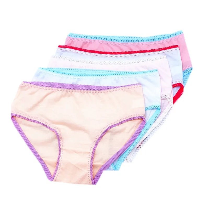 Хлопковые трусы для девочек 12 шт./лот нижнее белье однотонные трусики детей 2