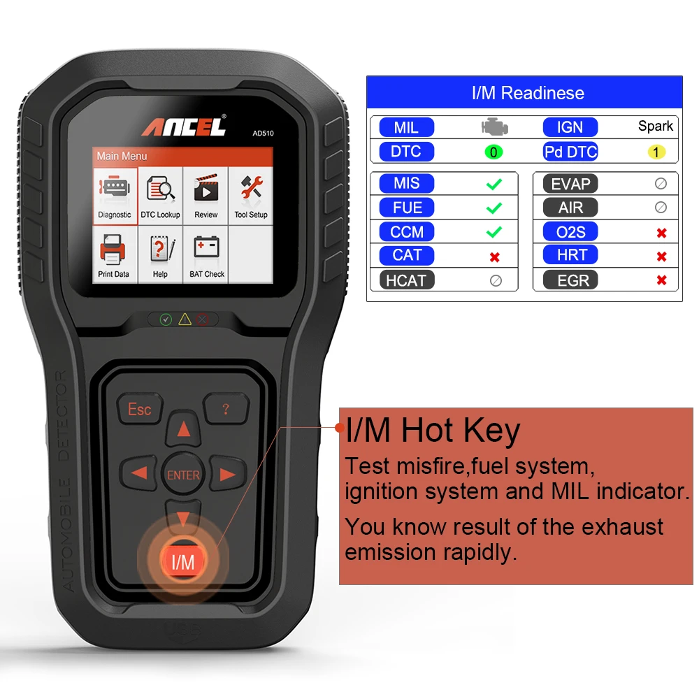 Ancel AD510 Pro Obd2 диагностический сканер полный Функция считыватель кода двигателя