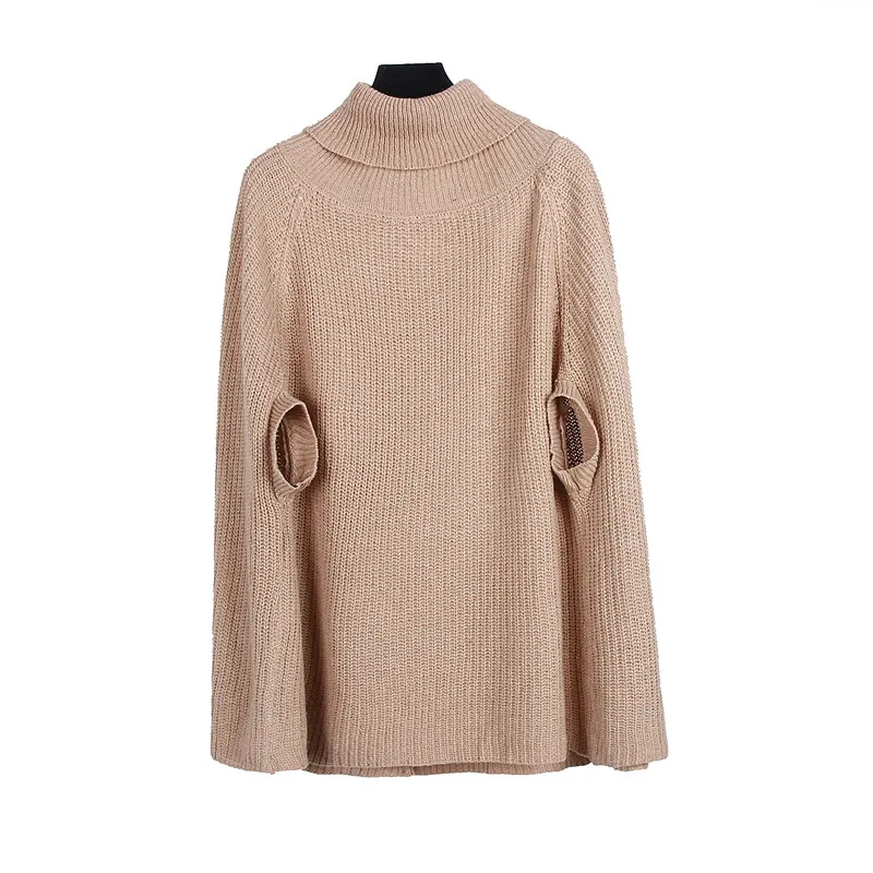 

Fashion Turtleneck Cloak Sweater Women Casual Full Sleeve Jumper Autumn Winter Knitted Pullovers Sweater Tops For Women 2021 New
