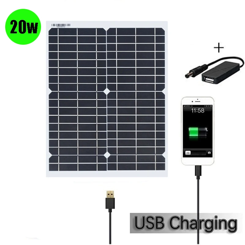 300w solar panel 12v kit 150w 100w 50w 20w 5v monocrystalline cell battery charger for cellphone car vans camper RV boat 1000w |