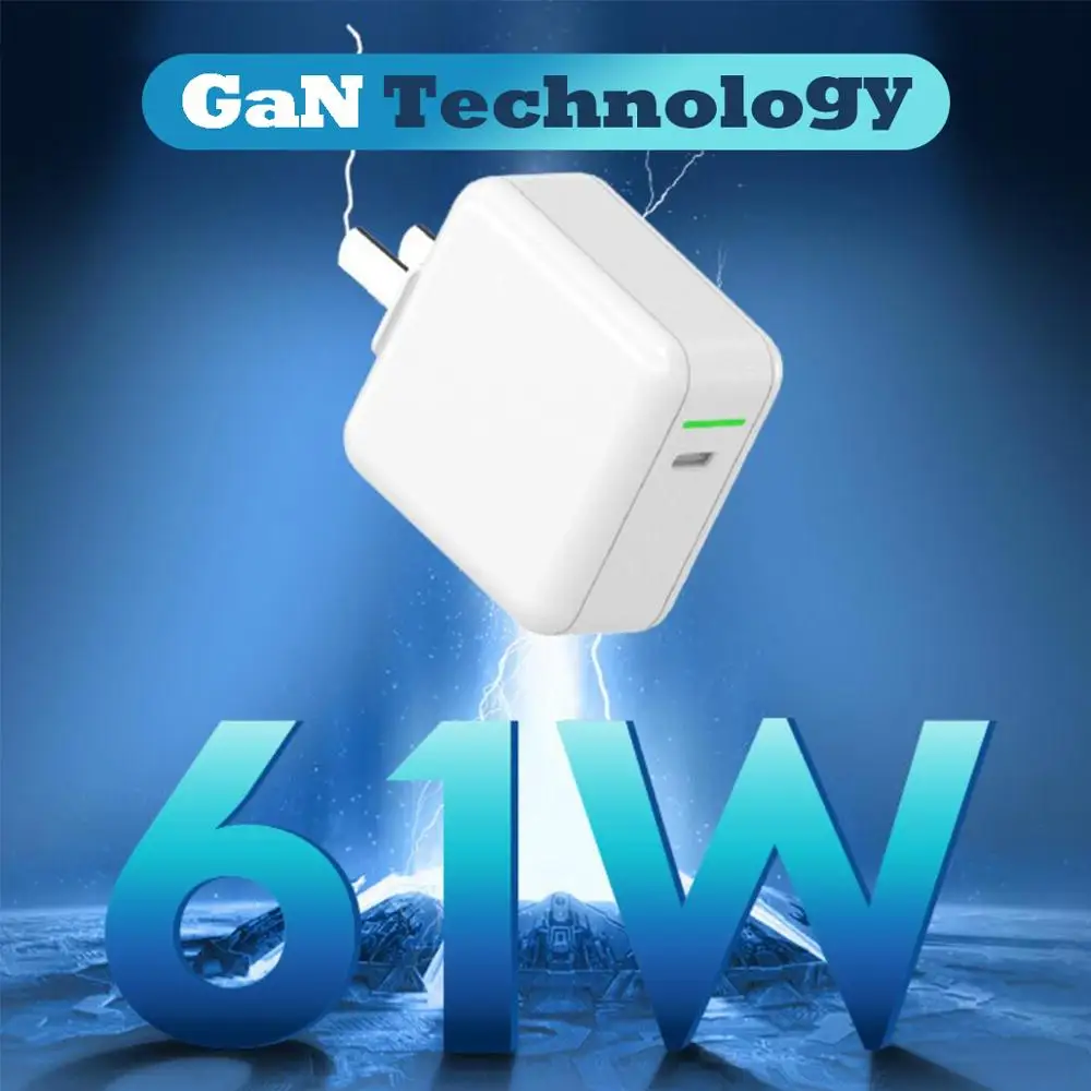 RubRab PD 61 Вт GaN USB Type C зарядное устройство для MacBook Air iPad iPhone 11 Pro Samsung Huawei ASUS Mini