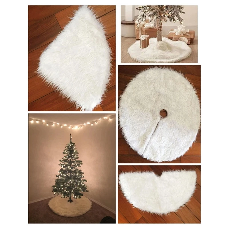 

78/90/122cm White Christmas Tree Skirt Pure Faux Fur for New Year Celebration Xmas Navidad Noel Natal Holidays Decorations