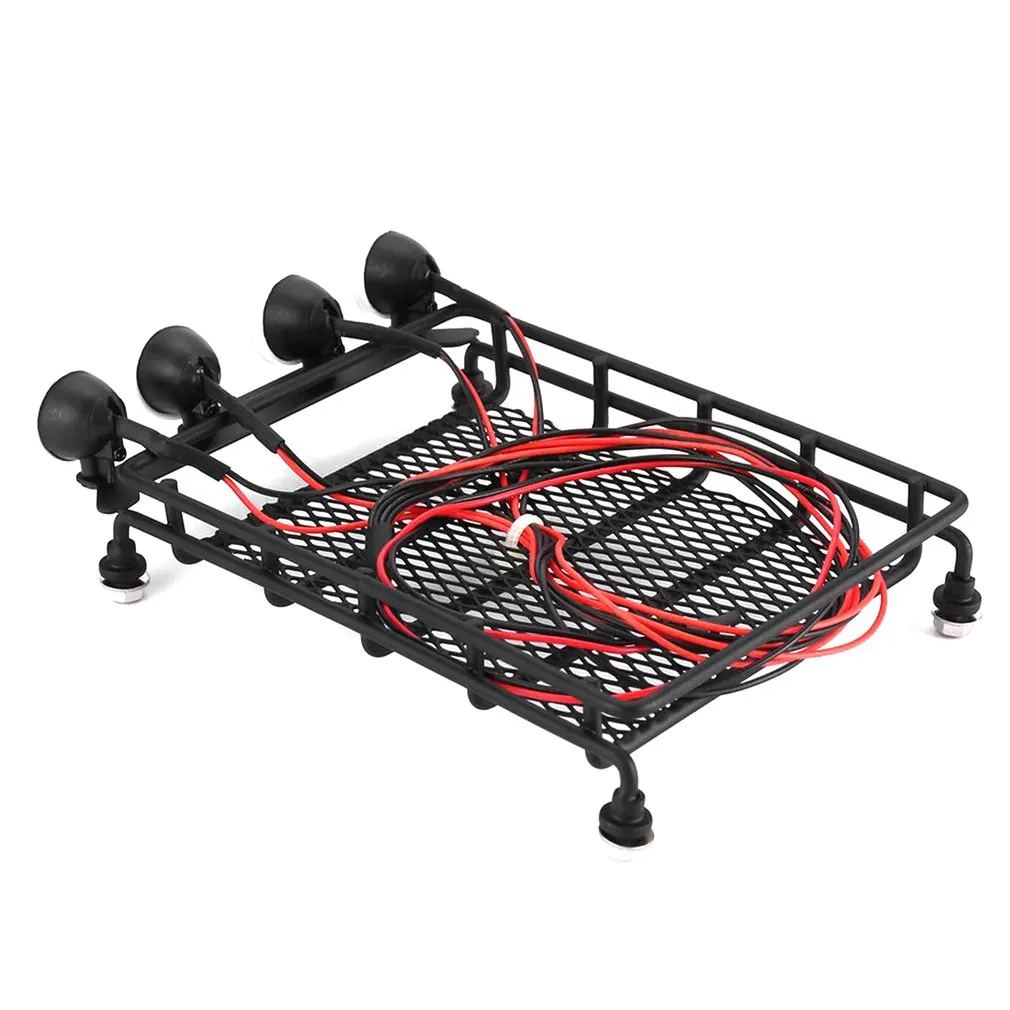 Roof Rack Luggage Carrier With 4 Round LED Lights Lamp Universal Car Truck Basket TAMIYA CC01 AXIAL SCX10 RC4WD | Игрушки и хобби