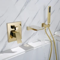 bathtub shower faucet set soild brass bathroom shower hot cold mixer tap with handheld waterfall taps wall mounted goldblack