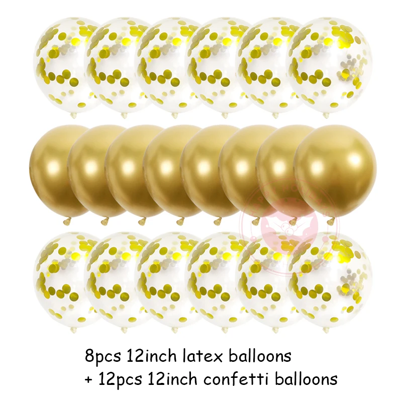 

20Pcs Gold Balloon Set Confetti Metallic Balloons Happy Birthday Party Wedding Decoration Anniversary Globals Baby Shower Ballon