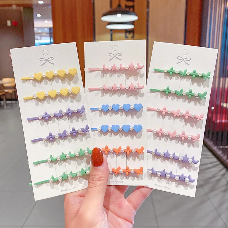 

2pc Fashion Candy Colors Pearl Simplicity Hair Clips For Women Girl Headband Sweet Hairpins Barrettes Hair Accessories Ornament