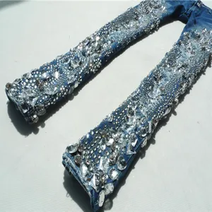 2021 весна осень модные стразы бриллиантовые узкие женские джинсы узкие джинсы-Карандаш Стретч