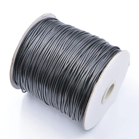 Черный вощёный хлопковый шнур для бижутерии