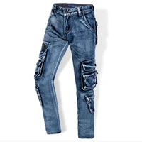 mens cargo jeans multi pockets tactical denim pants male outdoor casual jeans