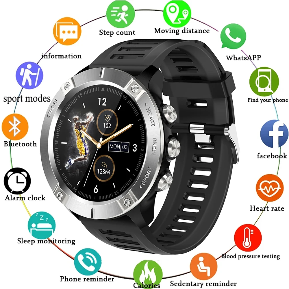 

2021 Full Touch IP68 Waterproof Black Smart Watch Men Sport Smartwatch Lasting Power Fitness Sleep Monitor Watches
