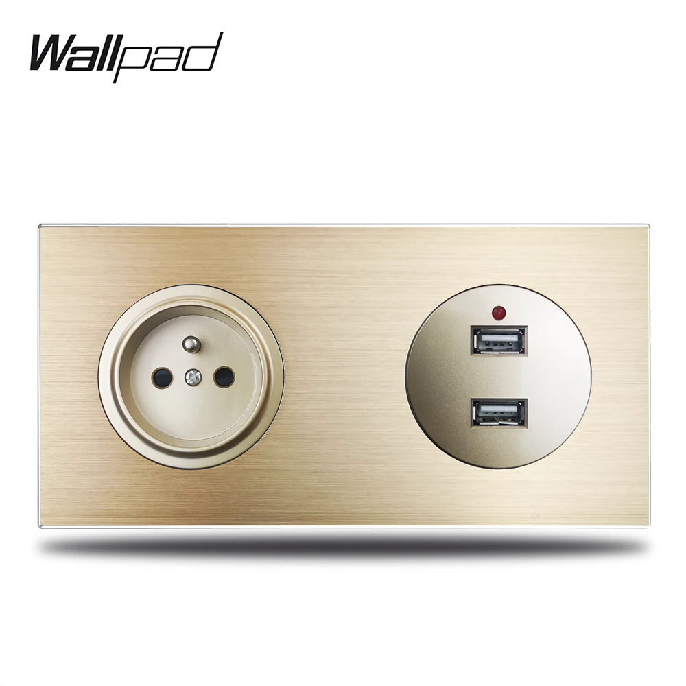 Wallpad L6 Золотая французская настенная розетка электрическая электропитания с usb