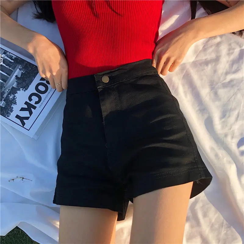 

Shorts Women High Waist Casual Denim Cotton Jeans Stretch Elastic White Blue Summer Sexy Comfy Shorts Fashion Streetwear 2020
