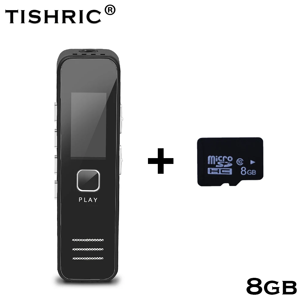 Black with 8gb TISHRIC 16 Гб цифровой голос/Звук/аудио рекордер Usb диктофон ручка Профессиональный 20HR 10 м MP3 WMA U флэш-накопитель HD экран дисплей - Цвет: Black with 8gb