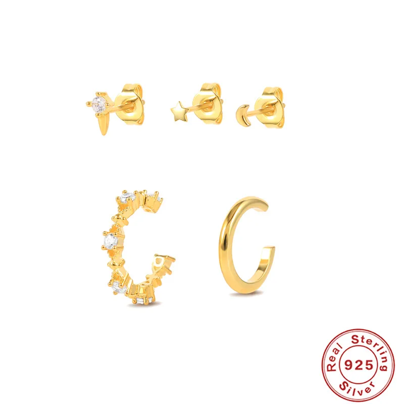 

CANNER 2021 Модные Серьги для женщин Серьги серебро 925 5 шт./компл. звезда луна Серьги-гвоздики ювелирные изделия Серьги