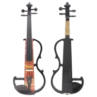44 electric silent violin fiddle stringed instrument orange violin with accessories case cable headphone for music lovers
