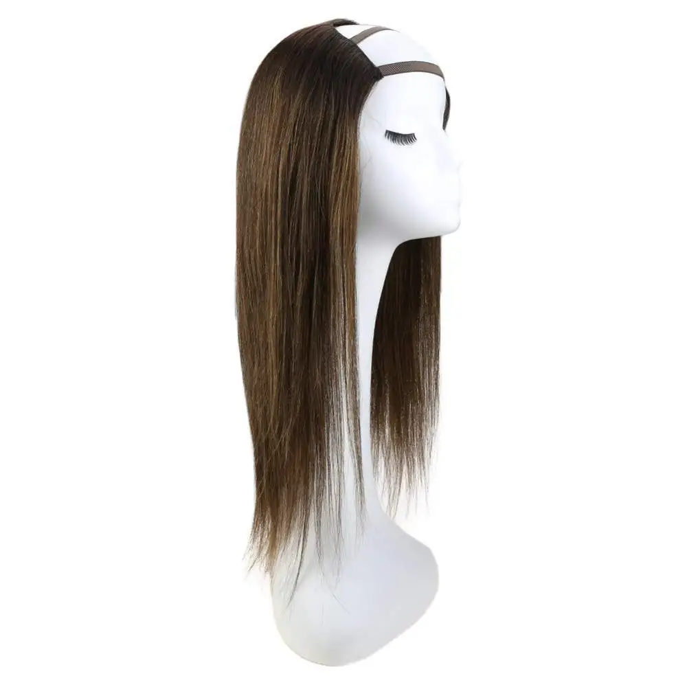 #4 цвета u-образные человеческие волосы парик прямые левая/правая/средняя часть