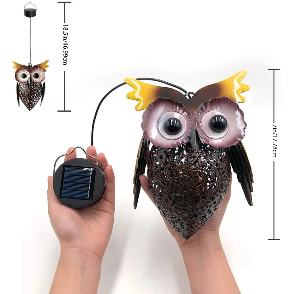 

Solar Owl Lantern Garden Animal Lamp Lanyard Hanging Outdoor Decorative Bird Ornament Patio Garden Outdoor Lantern Light 2PCS