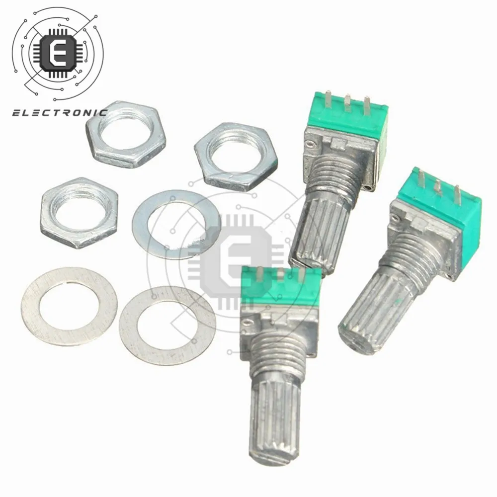 5 шт. 6 мм 3-контактный накатанный вал одиночный линейный B10K Ом вращающийся
