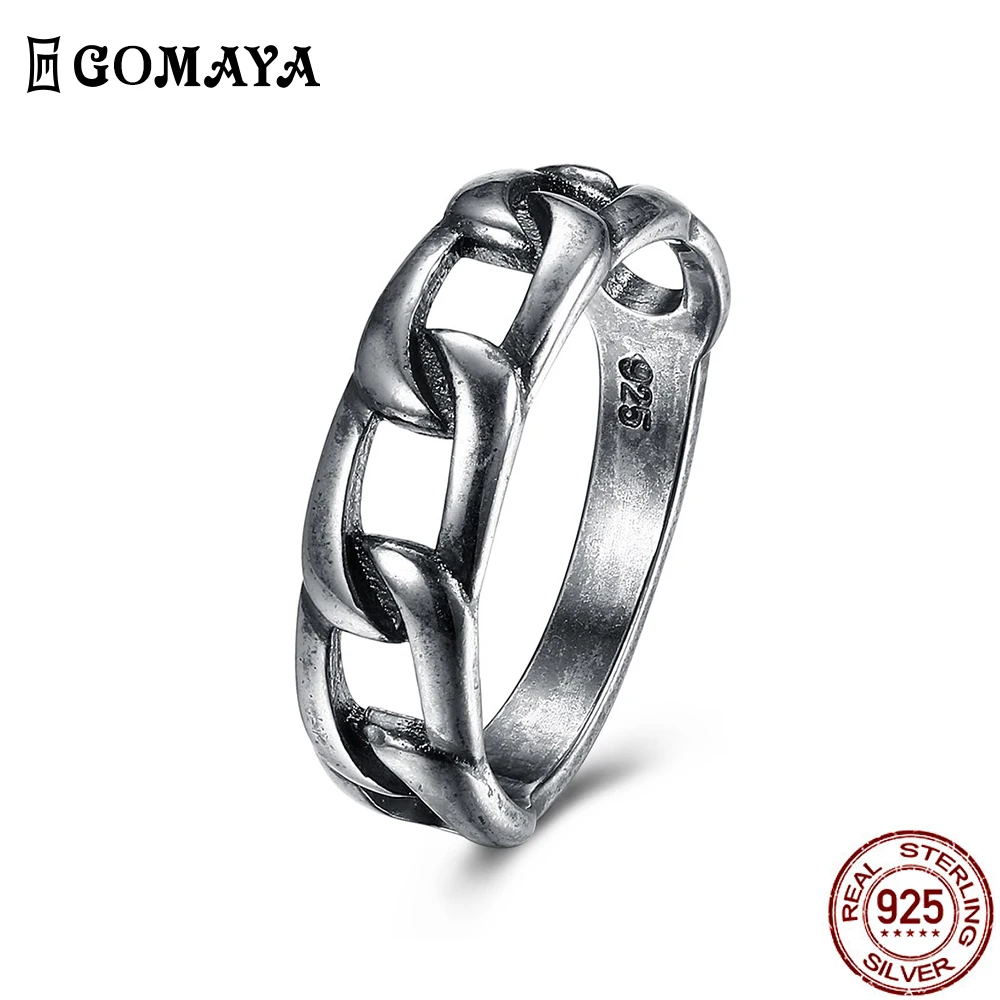 

GOMAYA Antique Silver Plated Women Classic Trendy Hollow Out Design Love Ring Fit Festival Party Gift Fashion Jewelry Simple