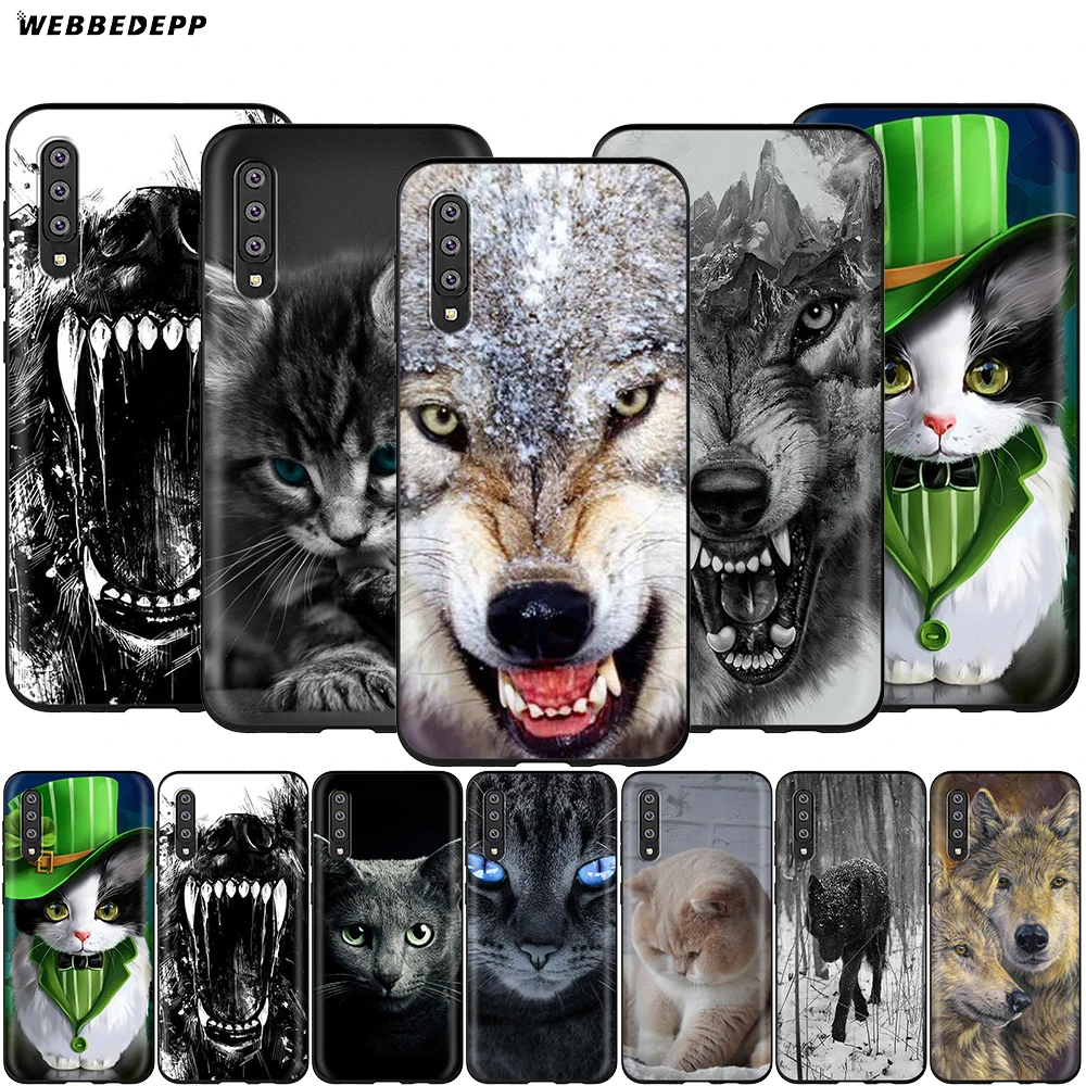 Webbedepp чехол с изображением кота волка животного для Samsung Galaxy A3 A5 A6 Plus A7 A8 A9 J6 M20 A10S A20S