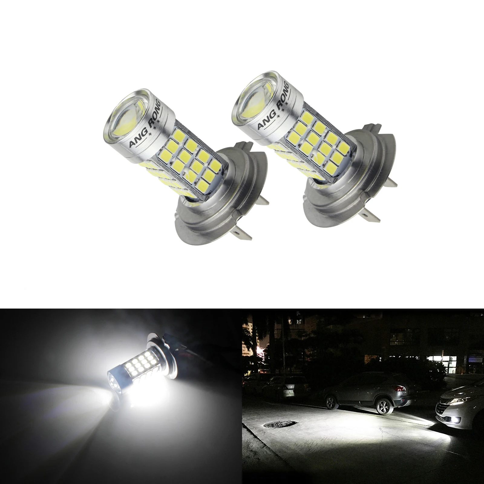 Светодиодный фонарь высокой мощности ANGRONG 2x6000K белый H7 54 SMD головной светильник