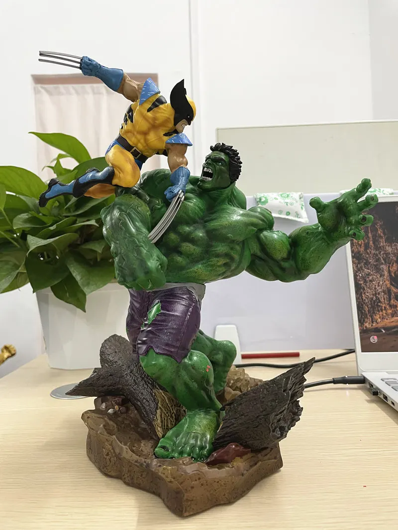 

[VIP] Large size 36cm Combat Scene version green giant VS Wolf PVC Action figure Green man Statue collection model adult gift
